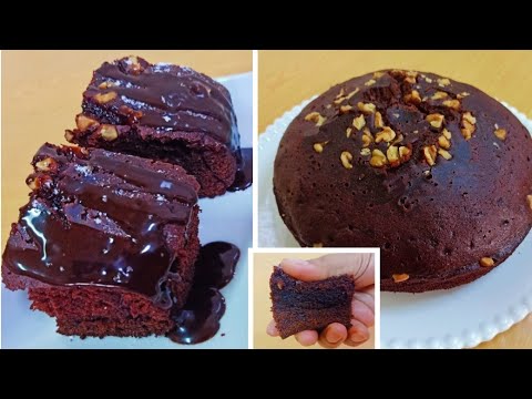 without oven,eggless fudgy chocolate brownie cake recipe-chocolate walnut brownie-चॉकलेट ब्राउनी केक