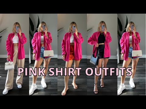 Different Ways To Wear Pink Oversized Shirt | Dressy...