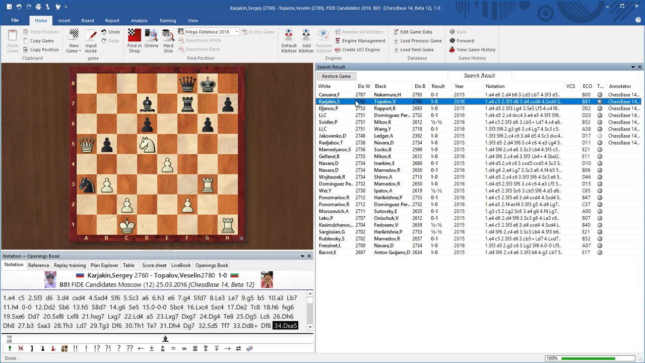 ChessBase 15 Search for Tactics