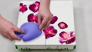 (596) Amazing Peach and Plum Balloon Dip Technique Painting