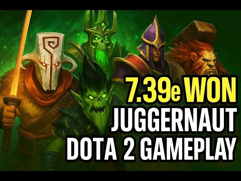 7.39e WON Juggernaut Dota 2 Gameplay. Juggernaut, Pugna, Wraith King, Silencer, Earth Shaker