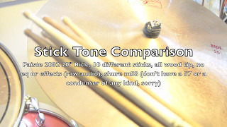 Video thumbnail for 10 Different Sticks On a Ride Cymbal - Tone Comparison by Ryan Alexander Bloom