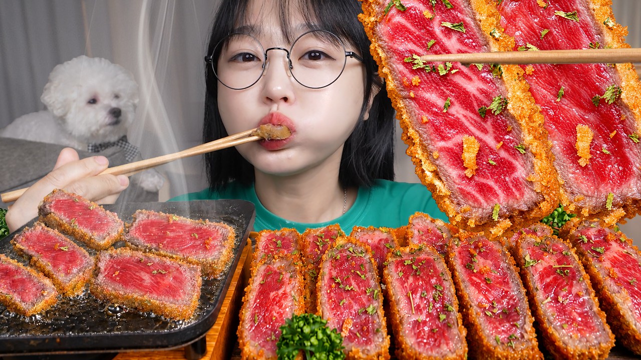 입에서 사르르 녹는 한우 규카츠 먹방🥩바삭한 튀김옷까지 완벽! Crispy Gyukatsu Mukbang ASMR