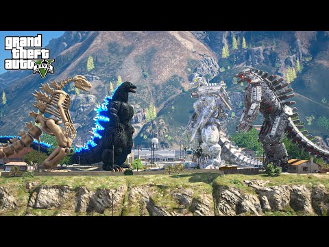 Heisei Godzilla, Skeleton Godzilla vs Mechagodzilla, Kiryu - GTA 5 Mods
