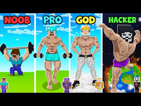 Minecraft TNT BODYBUILDER HOUSE BUILD CHALLENGE - NOOB vs PRO vs HACKER vs GOD | Animation