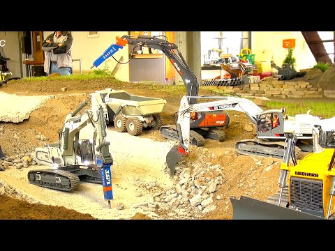 BIG RC CONSTRUCTION SITE ACTION// RC TRUCK HEAVY HAULAGE TRANSPORT// LIEBHERR DEMOLITION 960 SME