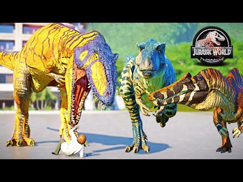NEW! Giganotosaurus vs Ichthyovenator Dinosaurs Fight & Escape 🌍 JURASSIC WORLD EVOLUTION