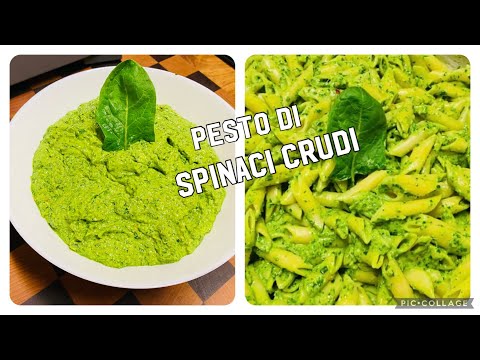 Pesto di spinaci crudi. Ottimo con la pasta,sui crostini. pronto in cinque minuti ￼