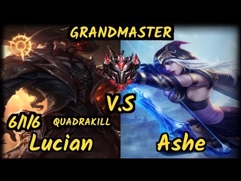 SAND Hollow (LUCIAN) vs ASHE - QUADRAKILL 6/1/6 KDA BOTTOM ADC GAMEPLAY - KR GRANDMASTER v9.6