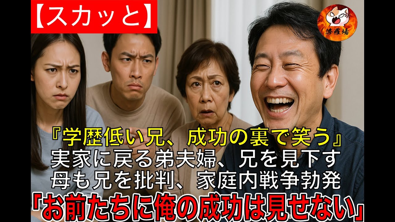 【スカッと】『学歴低い兄、成功の裏で笑う』実家に戻る弟夫婦、兄を見下す母も兄を批判、家庭内戦争勃発兄「お前たちに俺の成功は見せない」