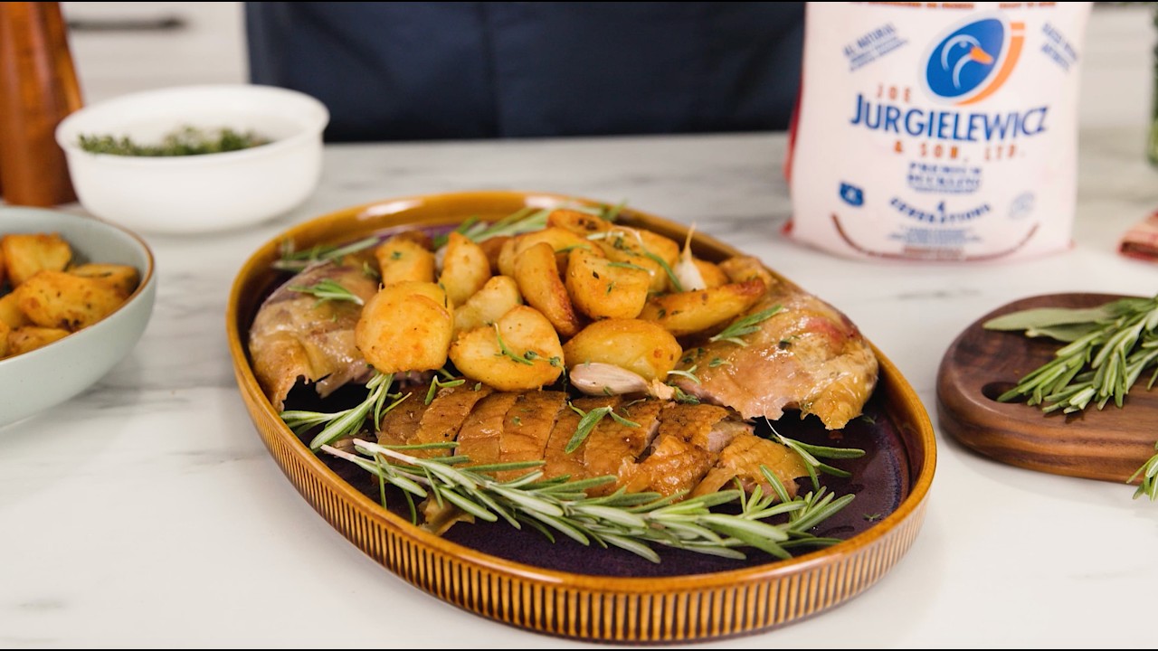 How to make a family-dinner-ready Sunday Duck Roast with delicious duck fat potatoes
