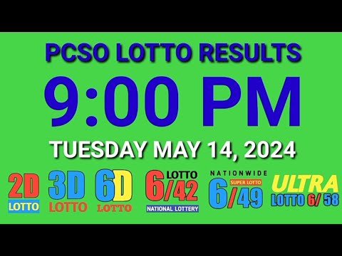 9pm Lotto Results Today May 14, 2024 Tuesday ez2 swertres 2d 3d pcso