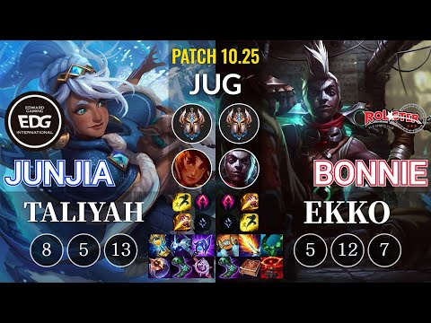 EDG JunJia Taliyah vs KT Bonnie Ekko Jungle - KR Patch 10.25