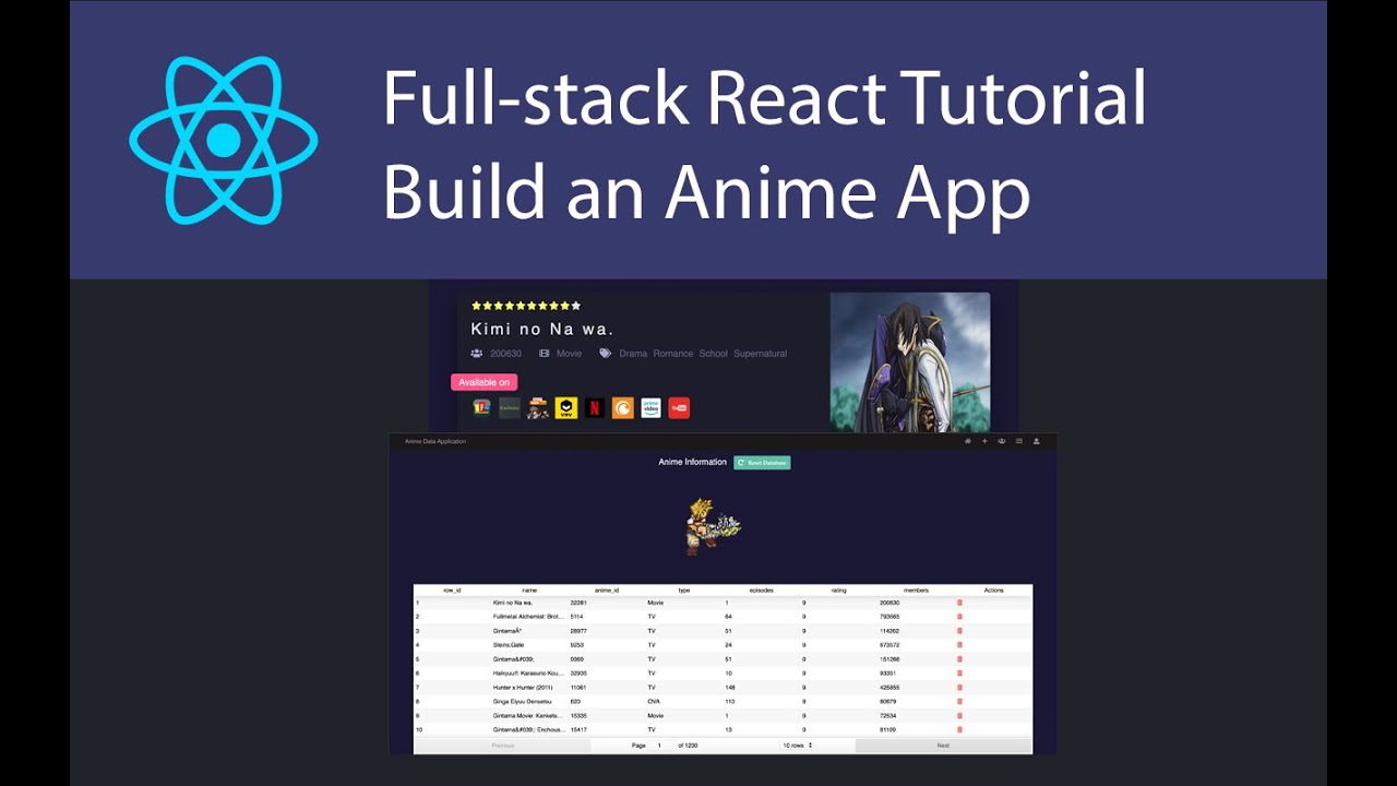 Anime App React Tutorial - App Demo