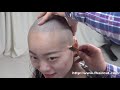 Chainese Girl Headshave With Razor