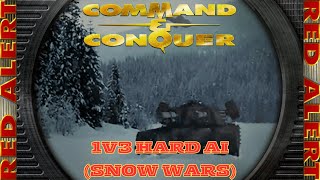 Command And Conquer Red Alert Skirmish 1v3 Hard (Map: Snow Wars) RTS Soviet Gameplay PC