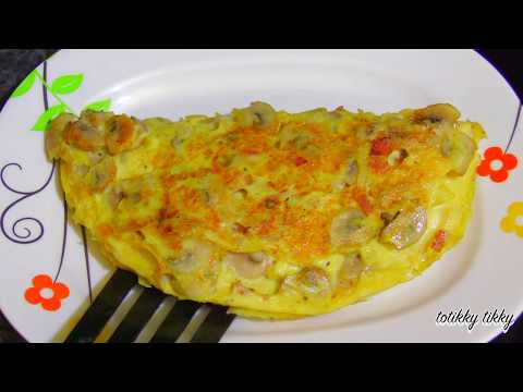 Bacon Mushroom Cheese Omelette Recipe / Breakfast Recipes / ออมเล็ต