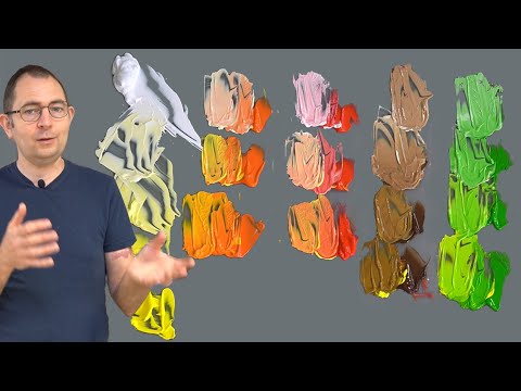 Lighten colors with white and/or yellow. Painting with acrylic paint for beginners.