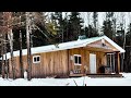 Building Cabin In The Canadian Wilderness | Barn Board Pine on Interior Wall | Snow Shoe Trail Cam