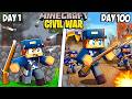 I Survived 100 Days In A CIVIL WAR In Minecraft