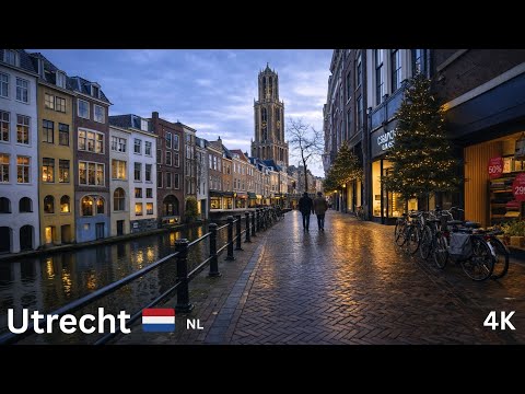 Utrecht Walking Tour 4K  City Center Canals & Dom Tower