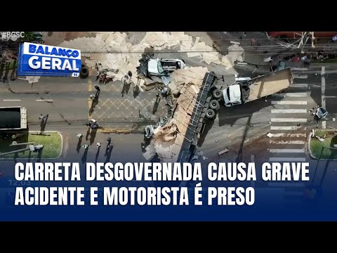 Motorista de carreta é preso após atingir mais de 10 veículos em Chapecó