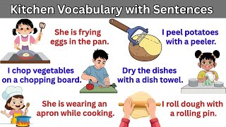 50 Kitchen Vocabulary Words with Sentences | Daily Use English Sentences | English Speaking Practice