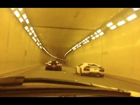 Thumbnail for Video captures tunnel race between Lamborghini & Bugatti by Lamborghini, Ferrari, Supercar, Sports car, Car, Vehicle, Lamborghini Aventador
