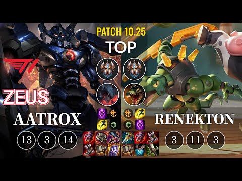T1 Zeus Aatrox vs Renekton Top - KR Patch 10.25