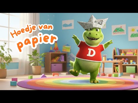 Hoedje van papier | Nederlands kinderliedje voor peuters en kleuters | Dino Duuk 🦖