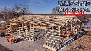 Building a Massive Work Shop: Ep. 7 Finishing Trusses and Large Garage Door Header