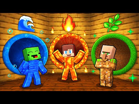 Mikey and JJ Minecraft: Elemental Tunnel Challenge (Maizen)
