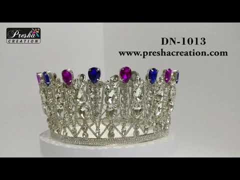 Blue and rani brass fashion crown, size: 5
