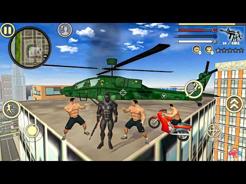 Black Panther Rope Hero Vice Town Crime Simulator Military Base - Android Gameplay #7