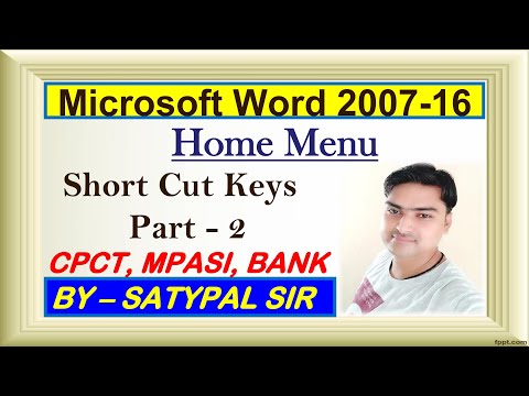 Microsoft word home menu short cut keys