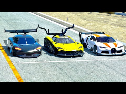 Koenigsegg Tornado Concept vs Koenigsegg Gemera GTR vs Bugatti Chiron GTR at Top Gear Track