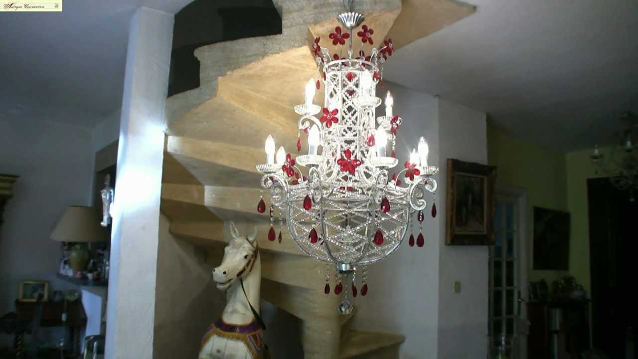 www.lustrerie.fr - Lustre montgolfière en cristal de bohême.