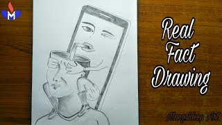 Image of how mobile is harmful for our mind and health...Mangaldeep Art Academy