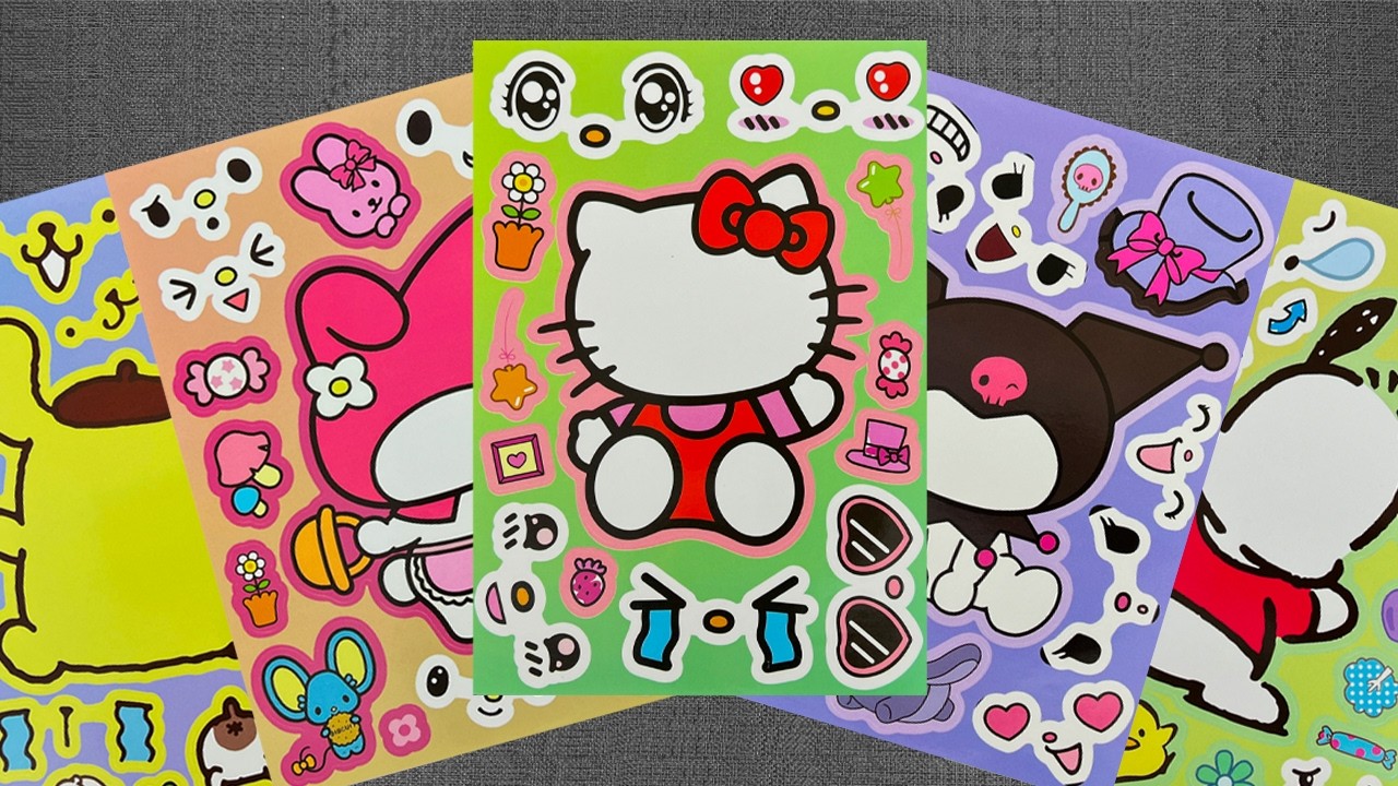 [🎀paper diy🎀] Hello Kitty Sticker Activity Book | Kuromi My Melody Sanrio DIY Stickers Dress Up Fun
