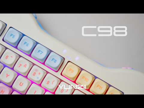 YUNZII C98 Wireless Mechanical Keyboard (Purple, Candy Linear Switch), YUNZll C1 Silicone Wireless Mouse(Pink) video review thumbnail
