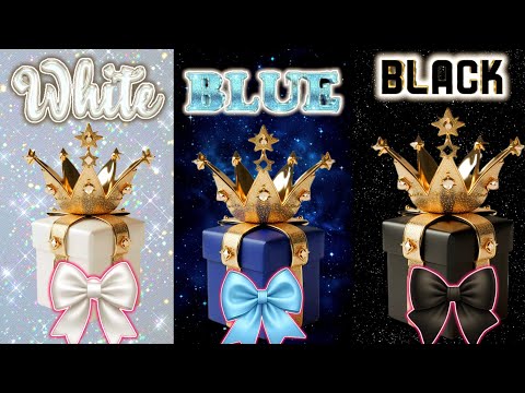Which One Will You Choose? 🎁 White, Blue, or Black Gift Box Challenge ✨🖤💙