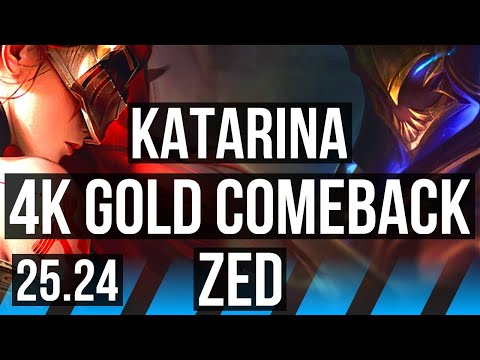 KATARINA vs ZED (MID) | Good KDA: 17/1/2, 4k gold comeback | KR Master | 25.24