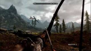 Skyrim 高速移動からのマンモスvsドラゴン