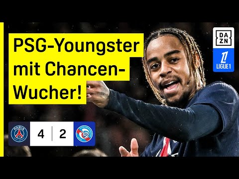 Offensiv-Feuerwerk von Barcola & Mayulu: PSG - Straßburg | Ligue 1 | DAZN Highlights