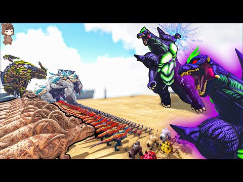 Super Godzilla VS Ark Dinos & Titans & Bosses| ARK Mod Battle Ep.184