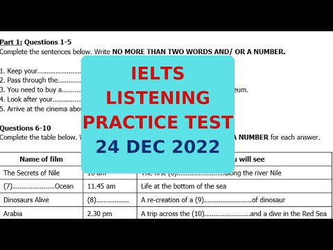 IELTS LISTENING PRACTICE TEST 24 DEC 2022