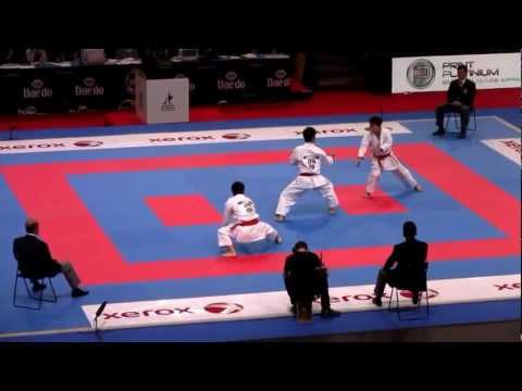 WKF- World Senior Championships Paris 2012, final team kata men with self-defense. Also fighting