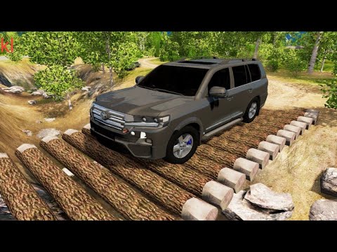 Cars vs High Speed Bumps on Log Bridge - Cars Vs Deep Water - BeamNG.Drive