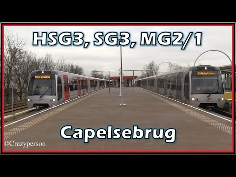 RET metro HSG3, 2X SG3, enkel SG3 en dubbele MG2/1 op Capelsebrug Rotterdam!