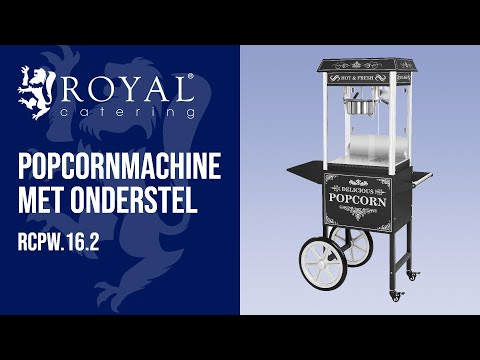 Video - Popcornmachine met onderstel - Retro-ontwerp - Zwart